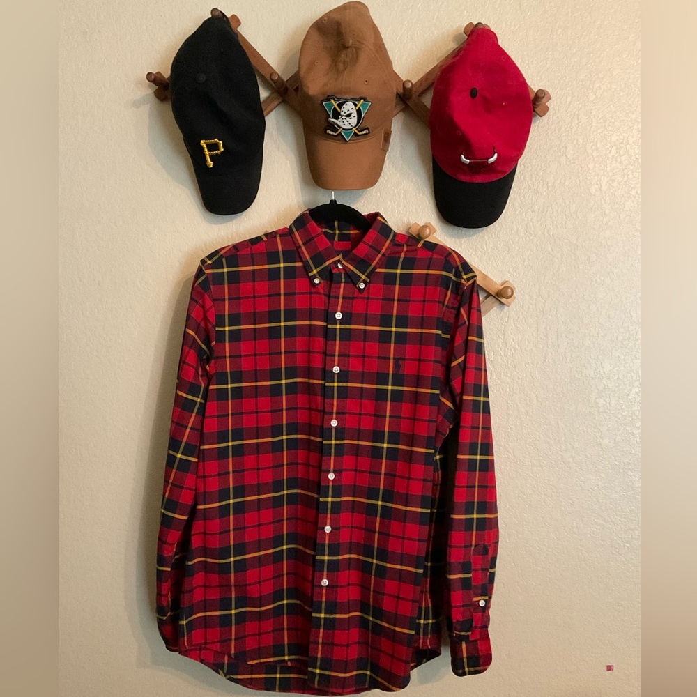 Ralph Lauren Size M Plaid button down multi colored red black and yellow